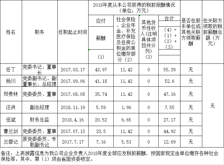 尊龙凯时认真人2018年度薪酬情形